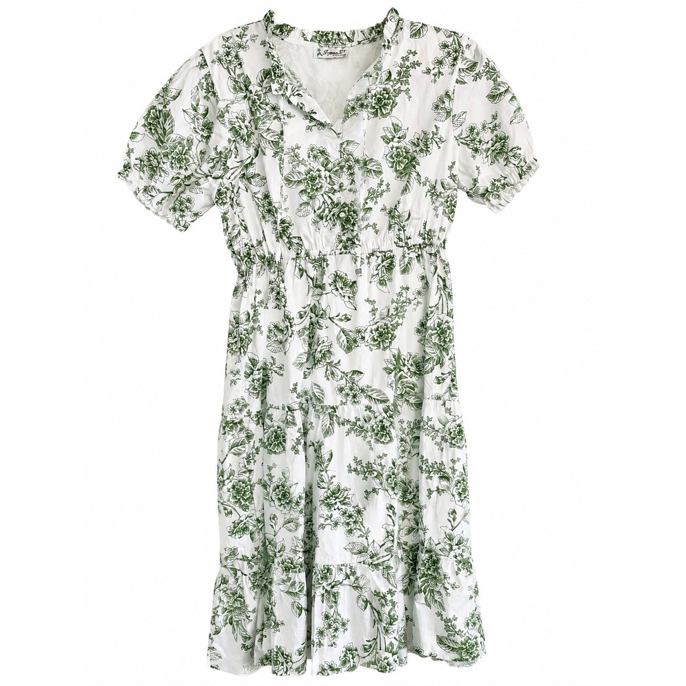 Lapogee Green & White Floral Boho Maxi Dress – Size XLP